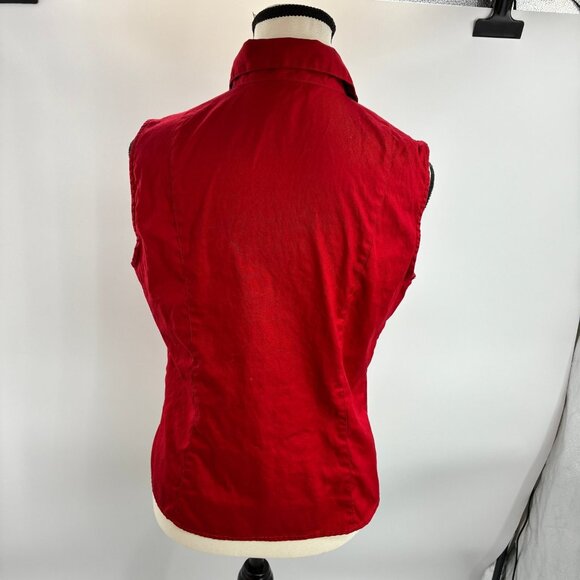 Petite Sophisticate Red Sleeveless Button Front Blouse Women’s M Petite USA Flag - Picture 4 of 6